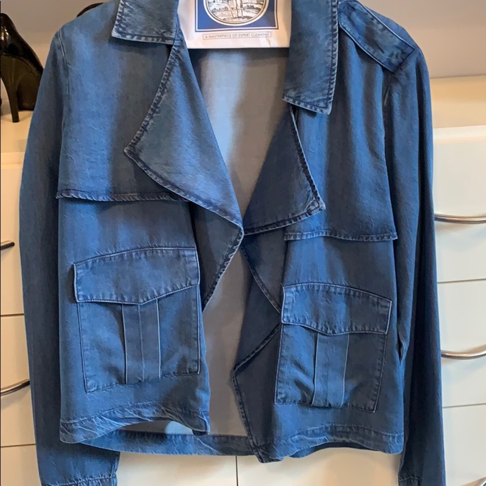 Open front lightweight denim jacket